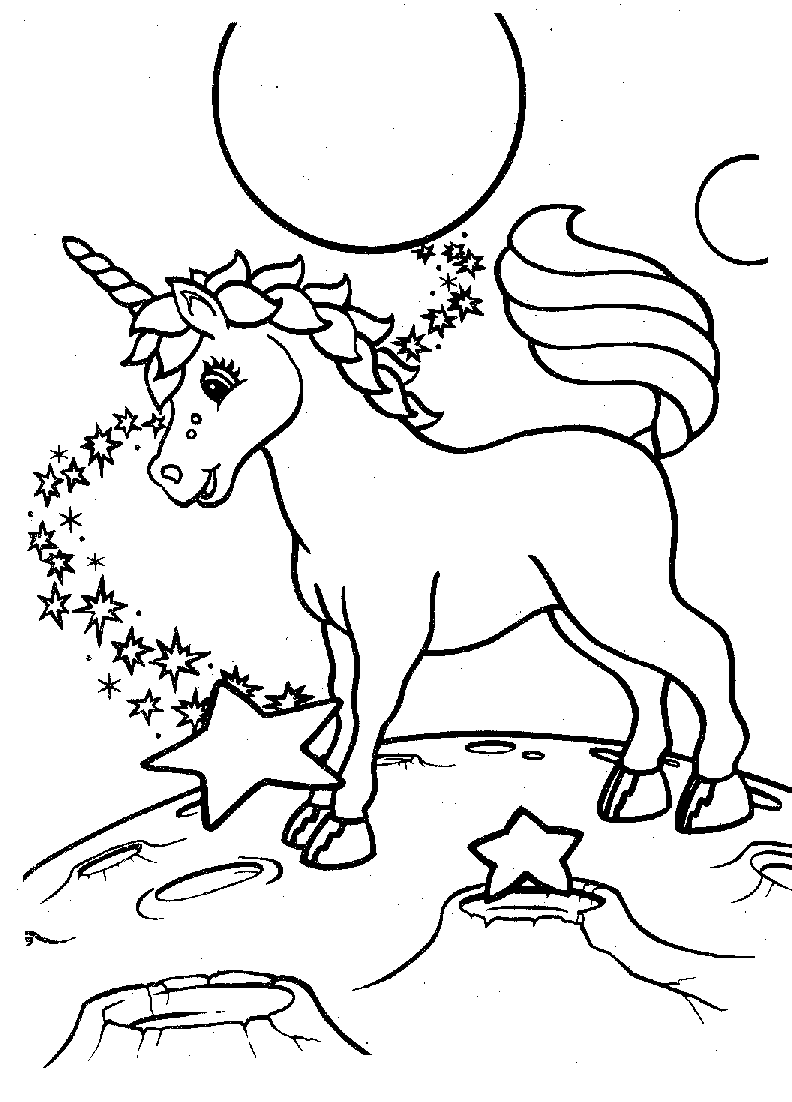 Unicorno magico da stampare e da colorare per bambini e bambine