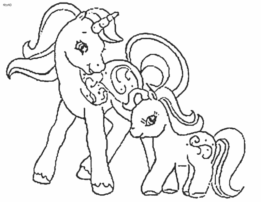 Unicorno mamma e figlia da colorare