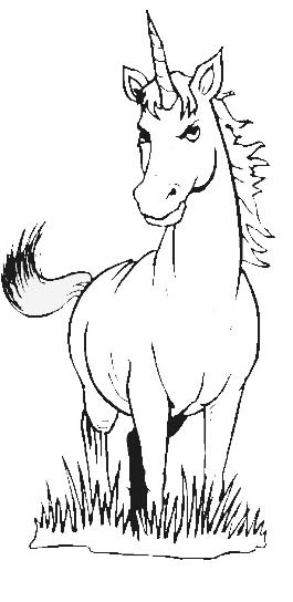 Unicorno sul prato disegno da stampare gratis