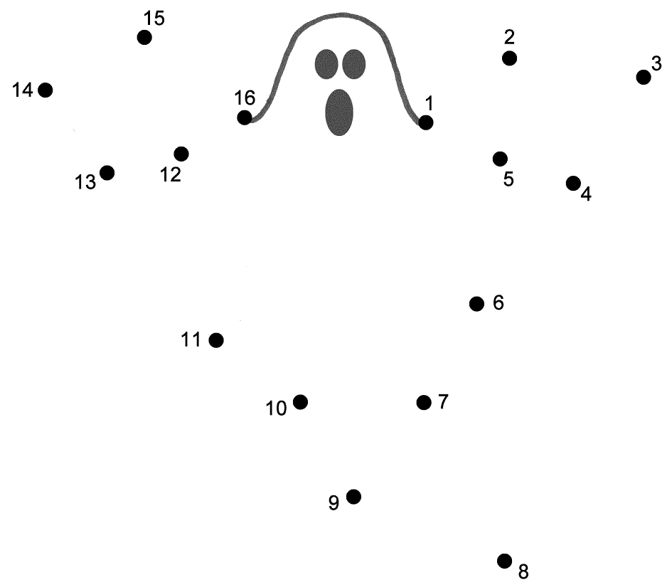 Unisci i puntini immagini semplici il fantasma di Halloween