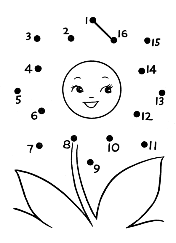 Unisci i puntini per bambini semplici il fiore margherita