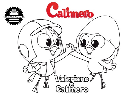 Valeriano e Calimero immagine da colorare per bambini e bambine