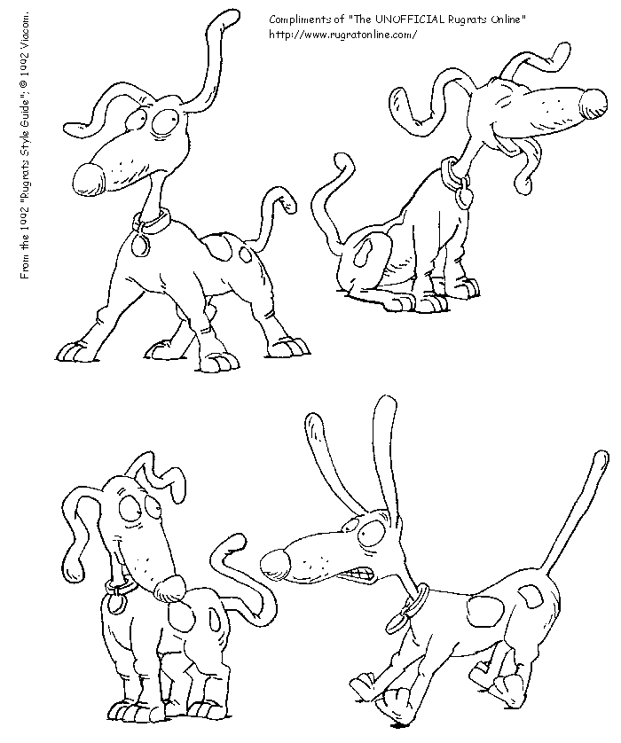 Vari disegni da colorare del cane Spike de I Rugrats 2