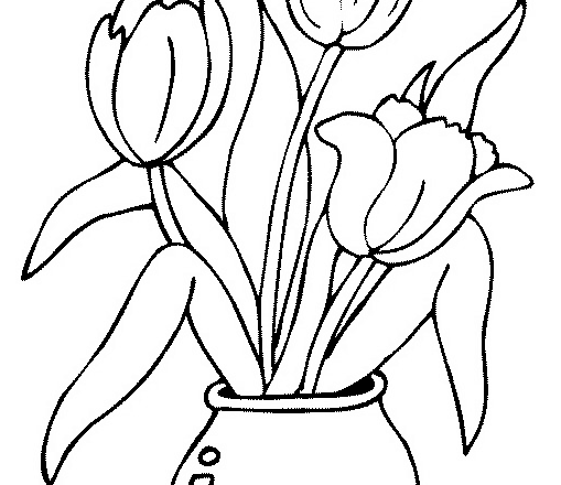 Vaso di fiori tulipani da stampare e da colorare nella categoria natura