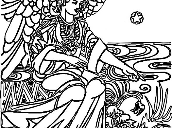 Vetrata con angelo disegno da colorare nella categoria religione