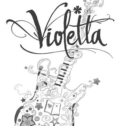 Violetta logo con chitarra disegno da colorare