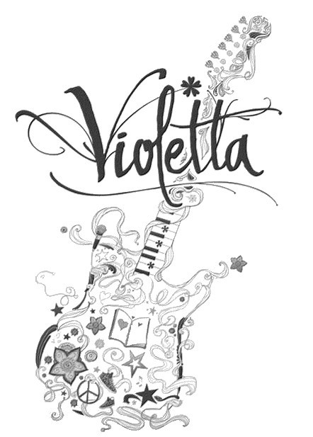 Violetta logo con chitarra disegno da colorare