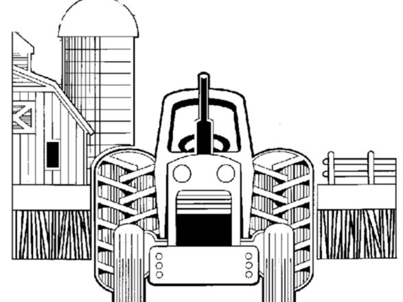 Vista anteriore di un trattore disegno da colorare gratis
