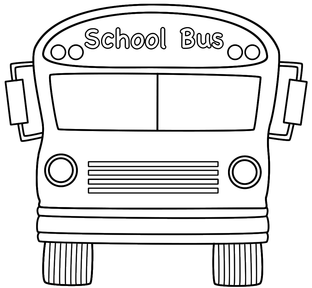 Vista frontale di uno scuolabus