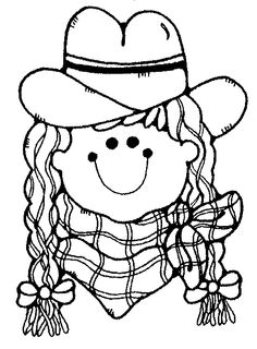 Volto di una bimba cowgirl disegno da colorare