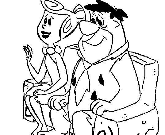 Wilma e Fred Flintstone seduti sul divano disegno da colorare