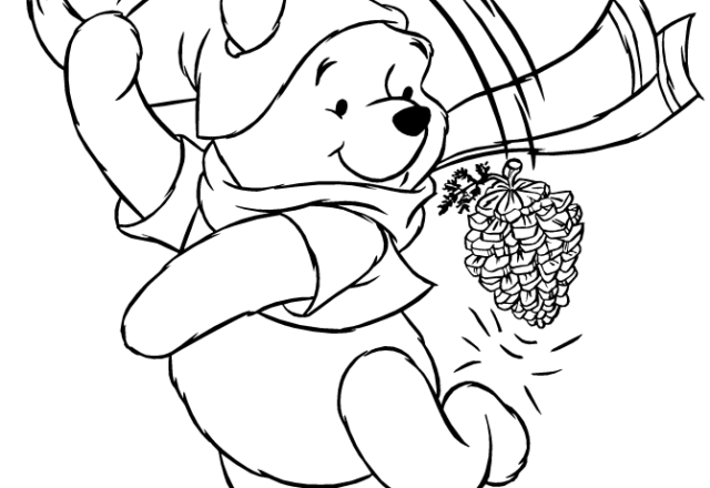 Winnie The Pooh e una pigna disegno da colorare categoria natura inverno
