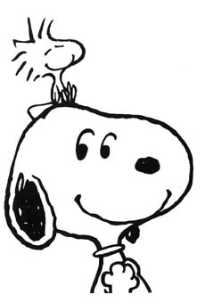 Woodstock sulla testa di Snoopy da colorare