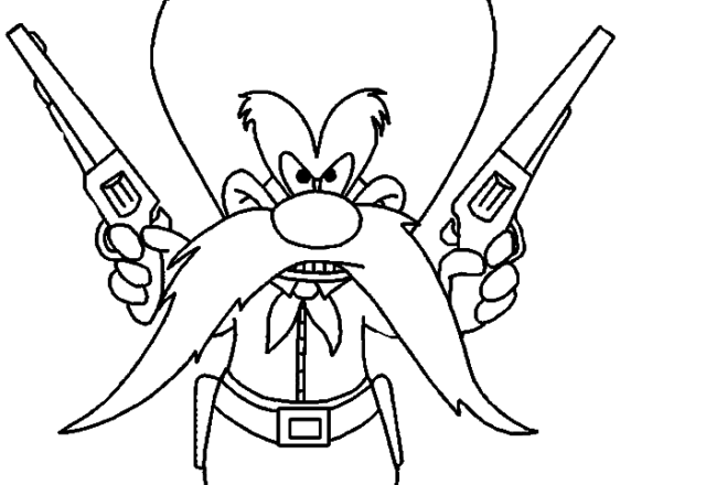 Yosemite Sam con le pistole personaggio Looney Tunes da colorare