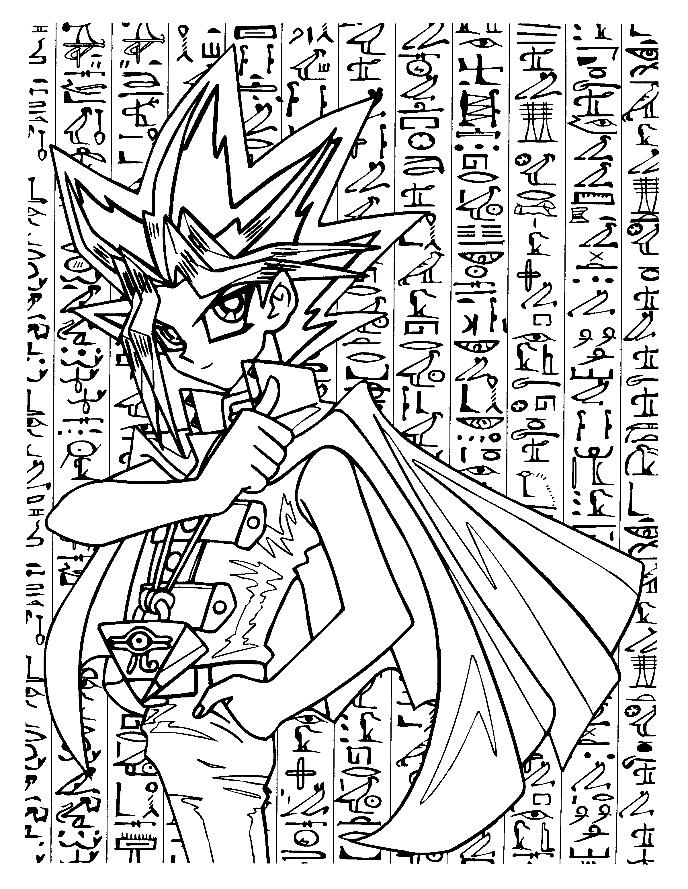 Yu Gi Oh con sfondo con simboli disegno da stampare e colorare
