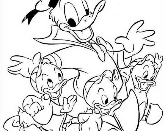 Zio Paperino e i suoi nipotini disegno da colorare Disney