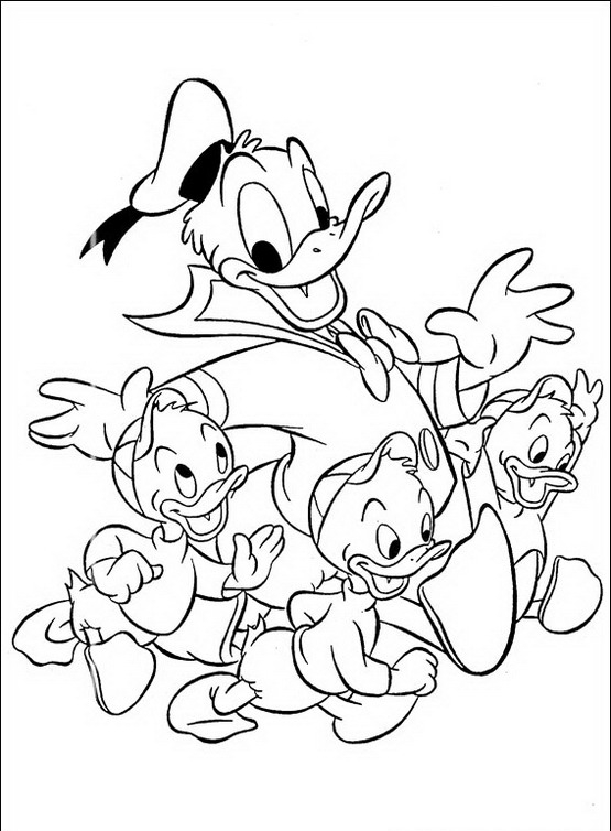 Zio Paperino e i suoi nipotini disegno da colorare Disney