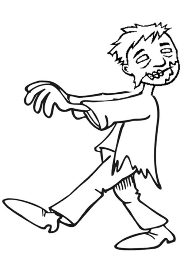 Zombie in cammino disegno da colorare gratuitamente