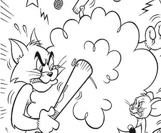 Zuffa tra Tom and Jerry da colorare per i bambini