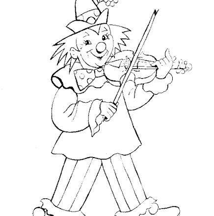 clown con violino circo disegni per bambini gratis da colorare