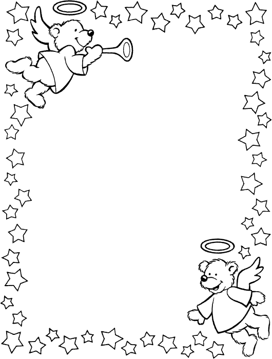 cornice orsetti angeli stelle disegno da colorare gratis