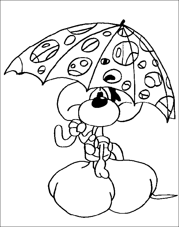 diddl con ombrello disegno da colorare gratis
