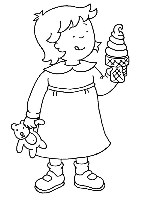 disegni da colorare bambina che mangia il gelato