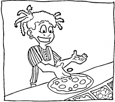 disegni da colorare bambina che prepara la pizza