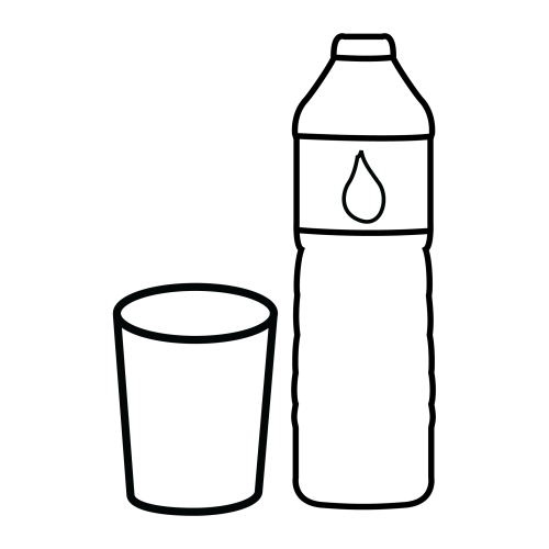 disegni da colorare bottiglia di acqua con bicchiere