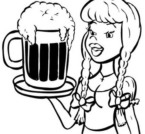 disegni da colorare cameriera con birra