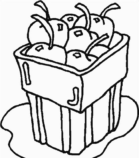 disegni da colorare cassetta di mele per bambini
