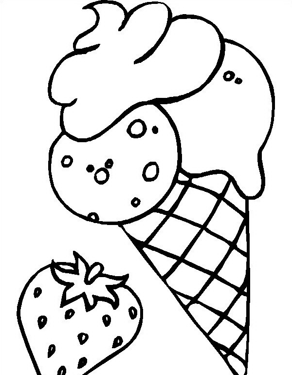 disegni da colorare cono gelato alla fragola