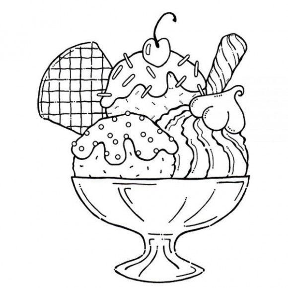 disegni da colorare coppa di gelato con ciliegia