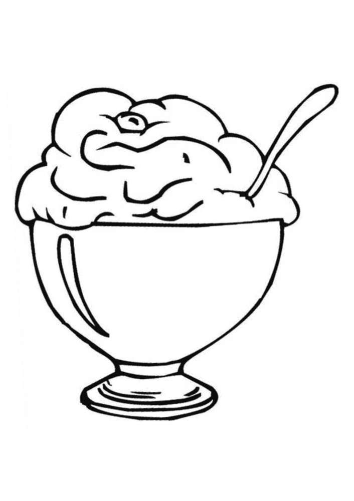 disegni da colorare coppa gelato con cucchiaino