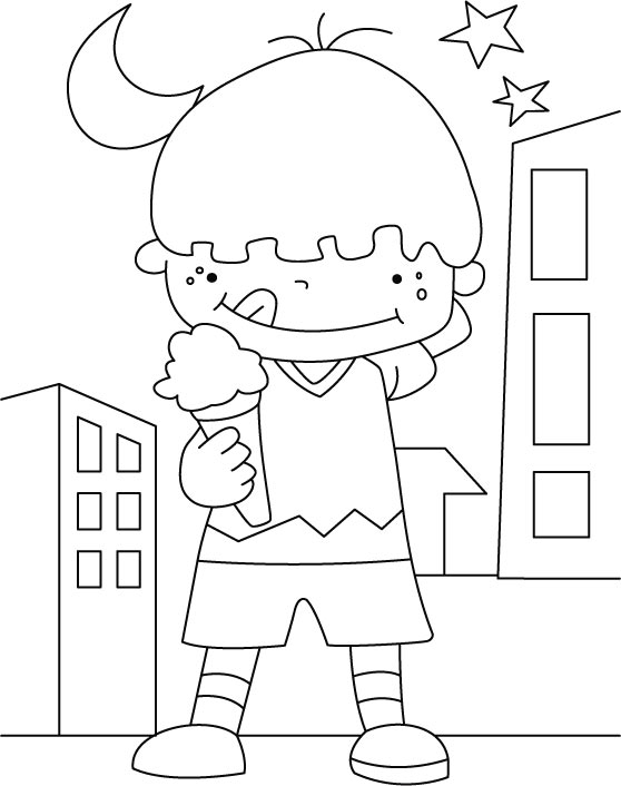 disegni da colorare deliziosa bambina con gelato
