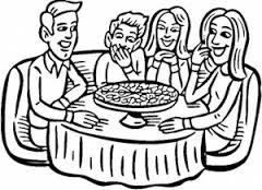 disegni da colorare famiglia che mangia la pizza