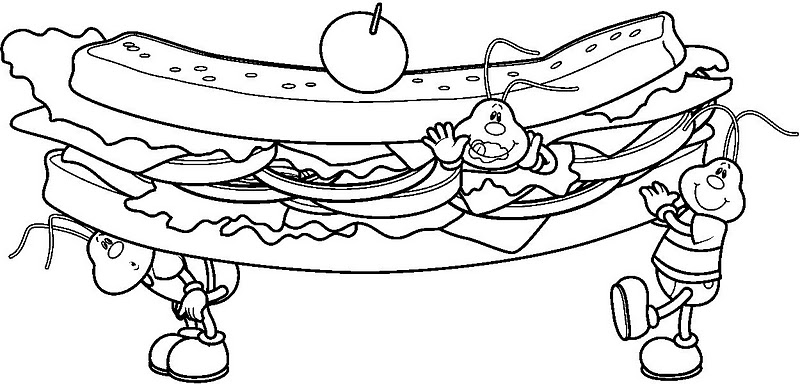 disegni da colorare formiche rubano panino