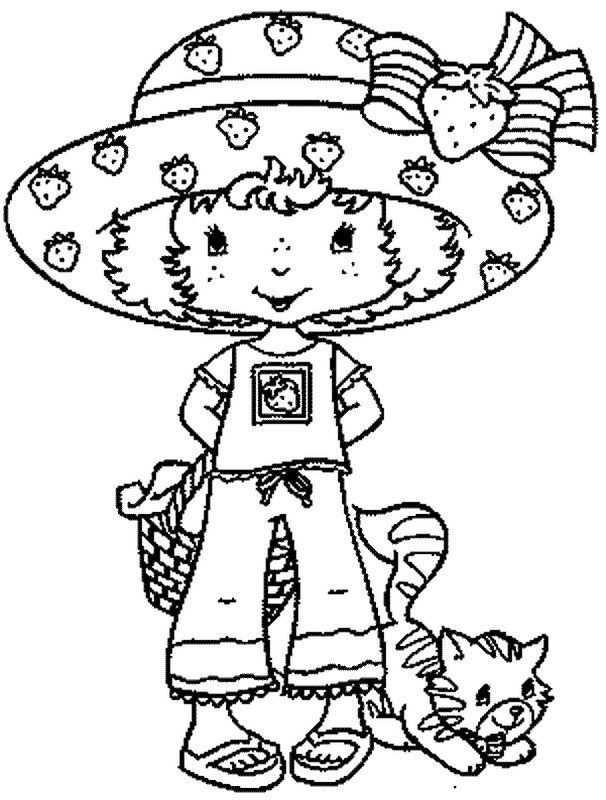 disegni da colorare fragolina dolcecuore con la sua gattina pasticcina
