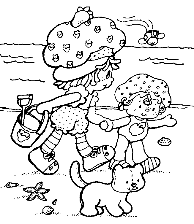 disegni da colorare fragolina dolcecuore e sua sorella melina al mare