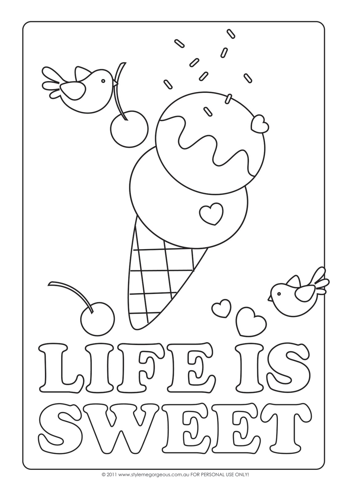 disegni da colorare gelato life is sweet