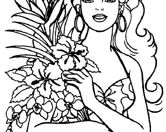 disegni da colorare gratis barbie con fiori festa della donna