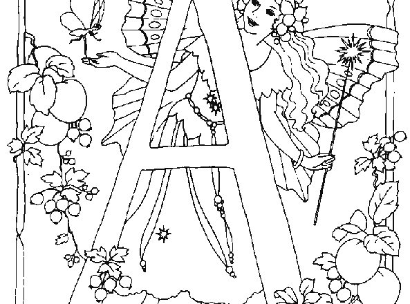 disegni da colorare gratis fatina alfabeto lettera A
