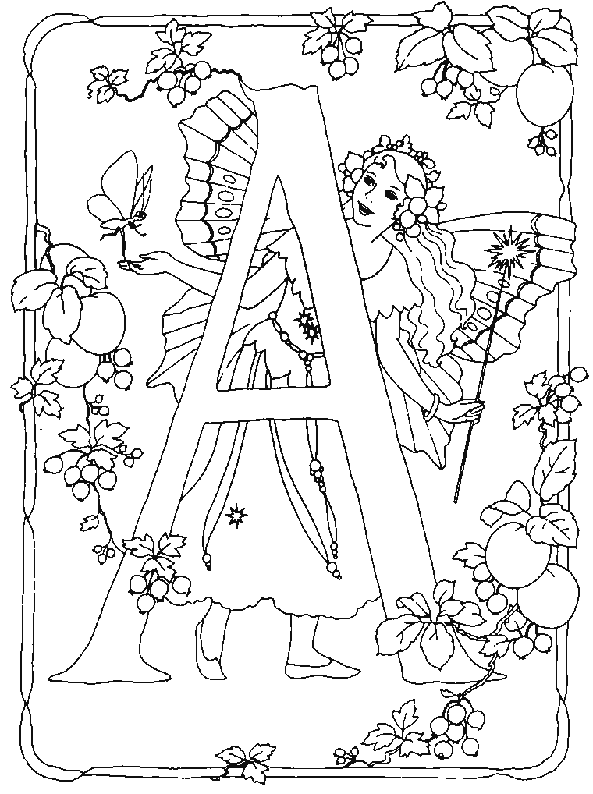 disegni da colorare gratis fatina alfabeto lettera A