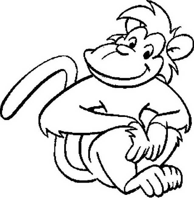 disegni da colorare gratis per bambini scimmia seduta