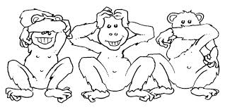 disegni da colorare gratis scimmia non vedo non sento non parlo