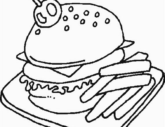 disegni da colorare hamburger e patatine