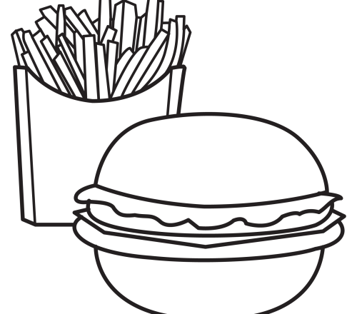 disegni da colorare hamburger e patatine per bambini