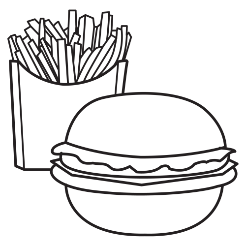 disegni da colorare hamburger e patatine per bambini