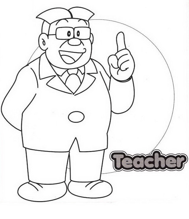 disegni da colorare insegnante di nobita doraemon per bambini