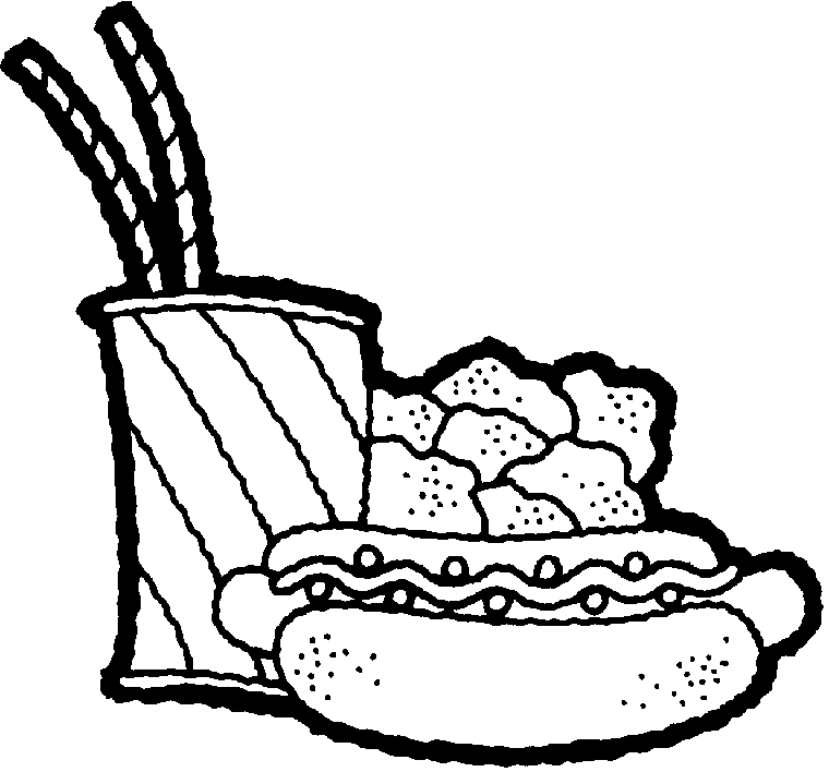 disegni da colorare menu panino hot dog con bibita